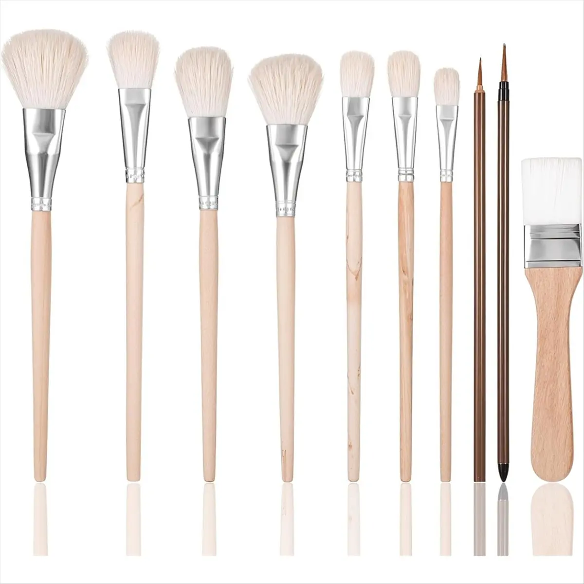 AT16 20Pcs Pottery Glaze Brushes Soft Bristle Ceramic Brushes Set Acrylic Watercolor Art Paintbrush for Oil Pottery Painting