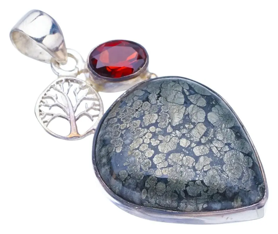 

Hesy® Natural Apache Parmyorite Garnet TreeHandmade 925 Sterling Silver Pendant 1.75" F3614