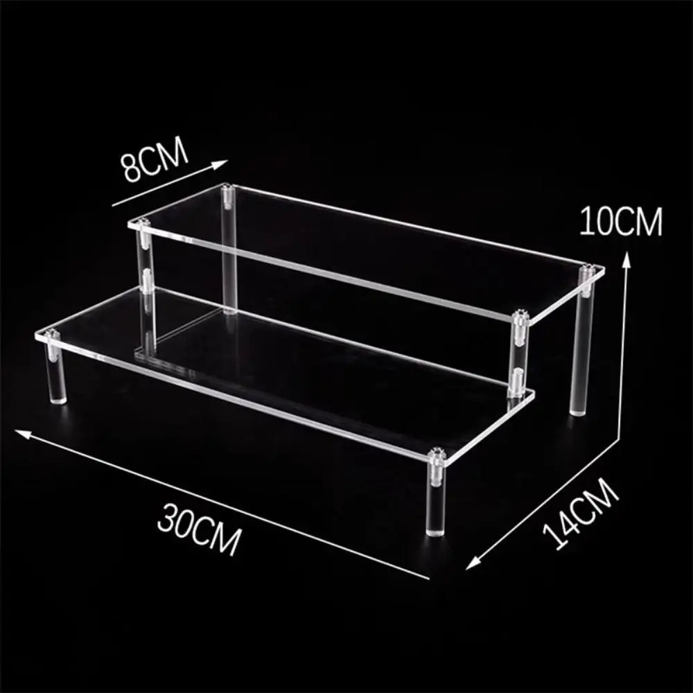 Acrylic Display Stand Pottery Storage Rack Doll Clay Figurine Display Stand Transparent Ladder Makeup Organization Shelf 、