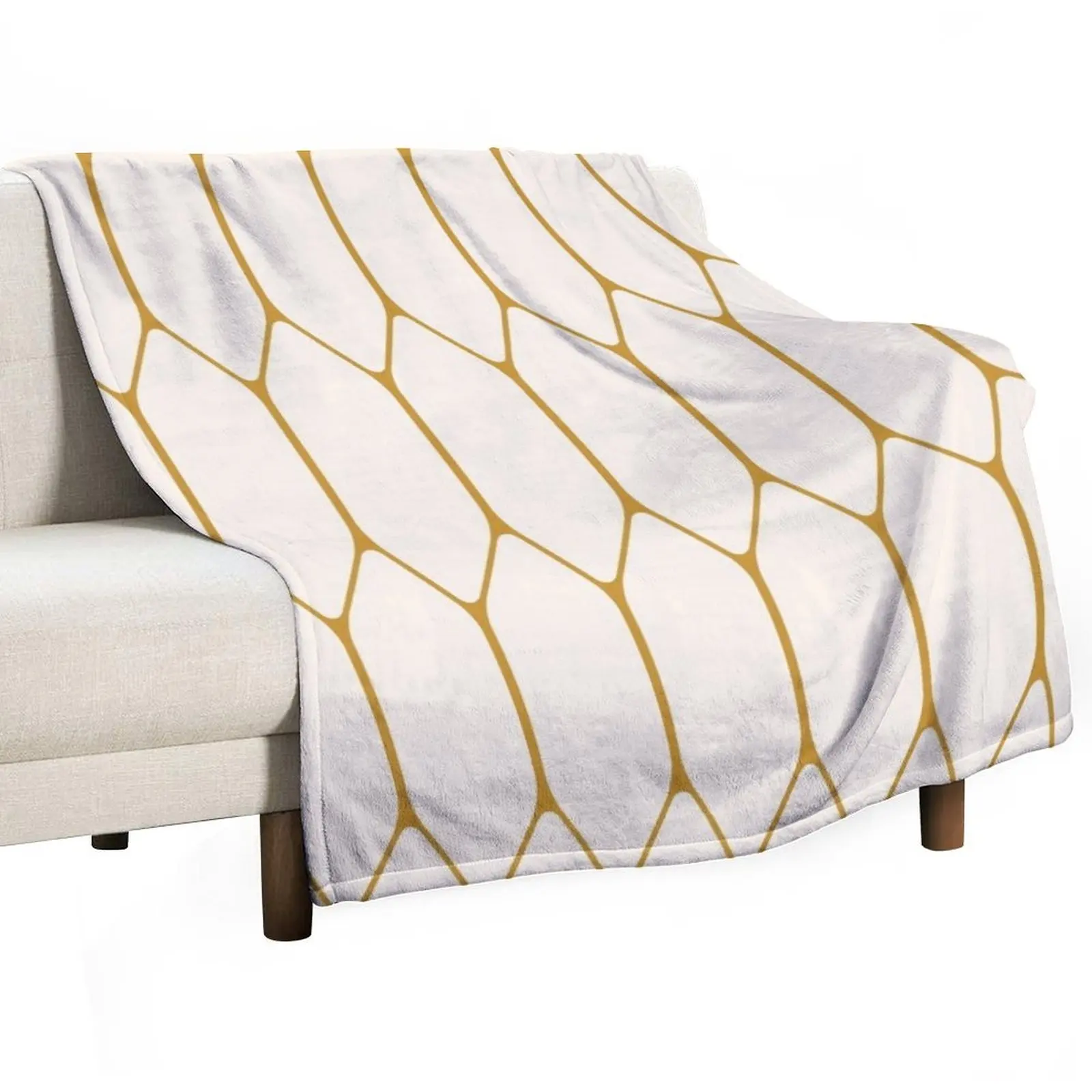 Long Honeycomb Minimalist Geometric Pattern in Dark Mustard and Cream Throw Blanket Soft Big christmas gifts Blankets