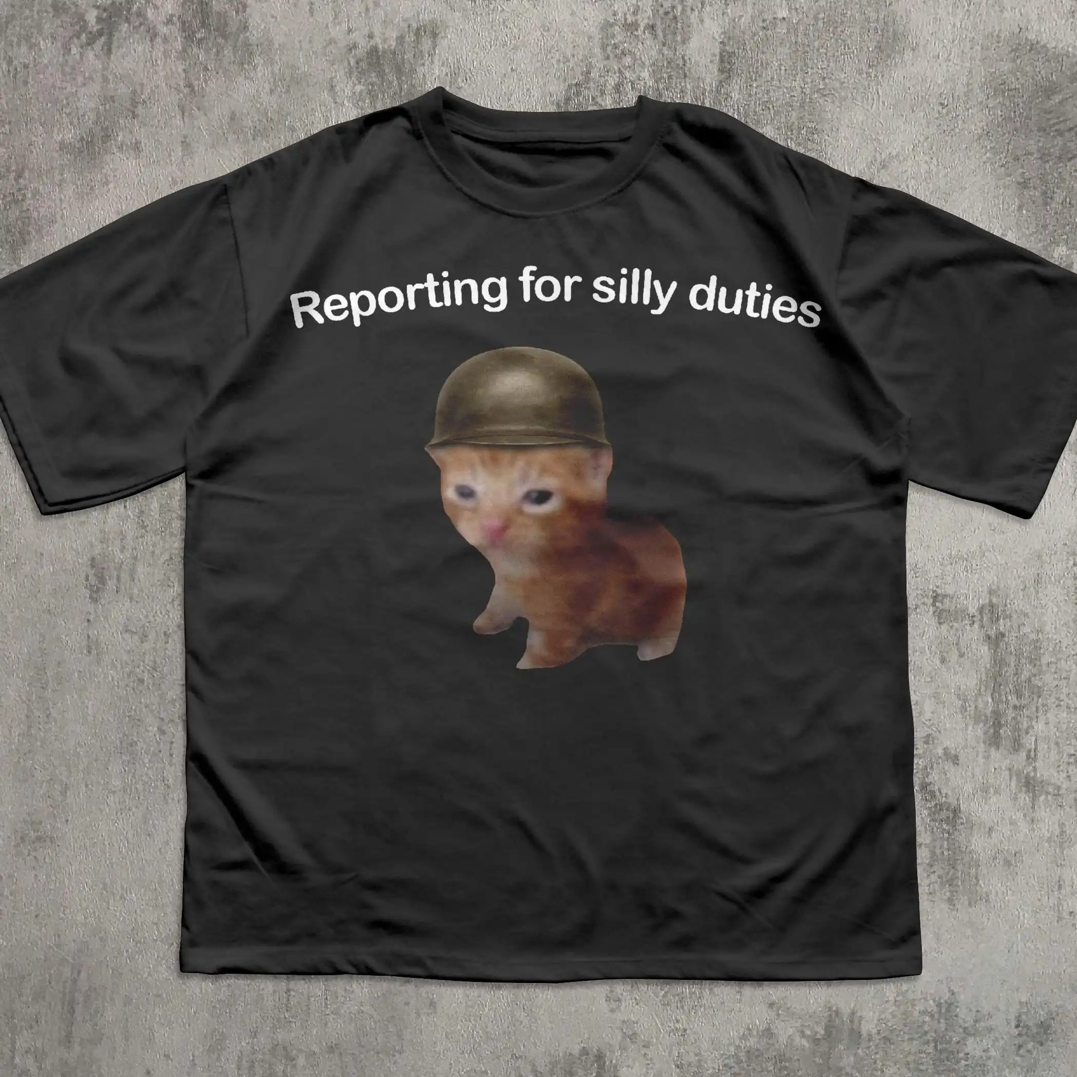 Reporting for Silly Duties Funny Cat Meme T-shirt, Ironic Cats Shirt, Sarcastic Kitten Tee, Silly Shirts, Weird Tees
