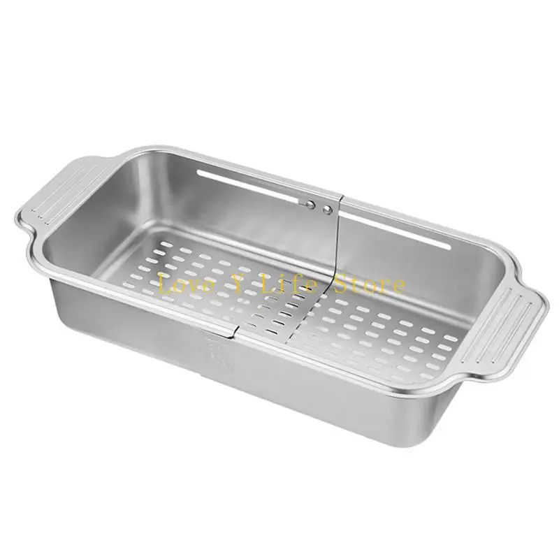 

L74C Telescopic Drain Basket Expandable Stainless Steel Dish Drying Rack Over Sink for Sink Items Storage & Drying