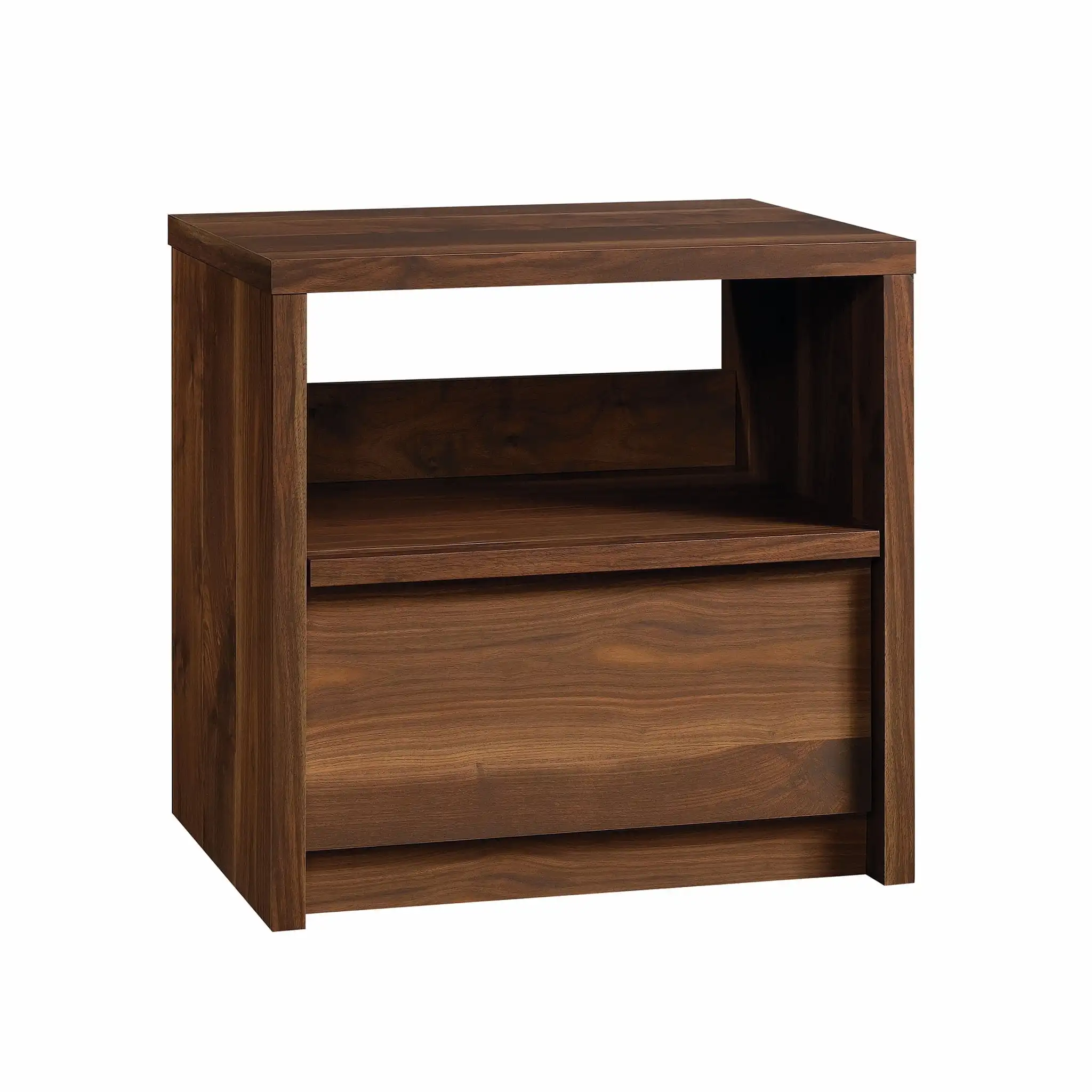 Nightstand with Drawer Vintage Walnut Finish Open Shelf Provides Additional Storage Vintage Walnut Finish