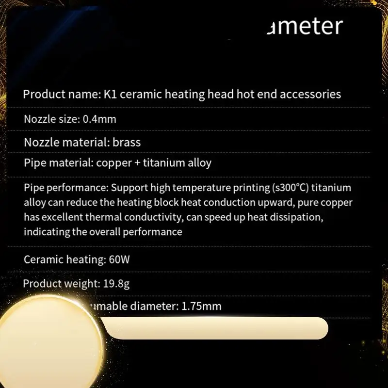 

Насадка для нагревательного блока Creality K1/K1 Max Hotend 300 ° Высокоскоростной экструдер C для аксессуаров для обновления Creality K1