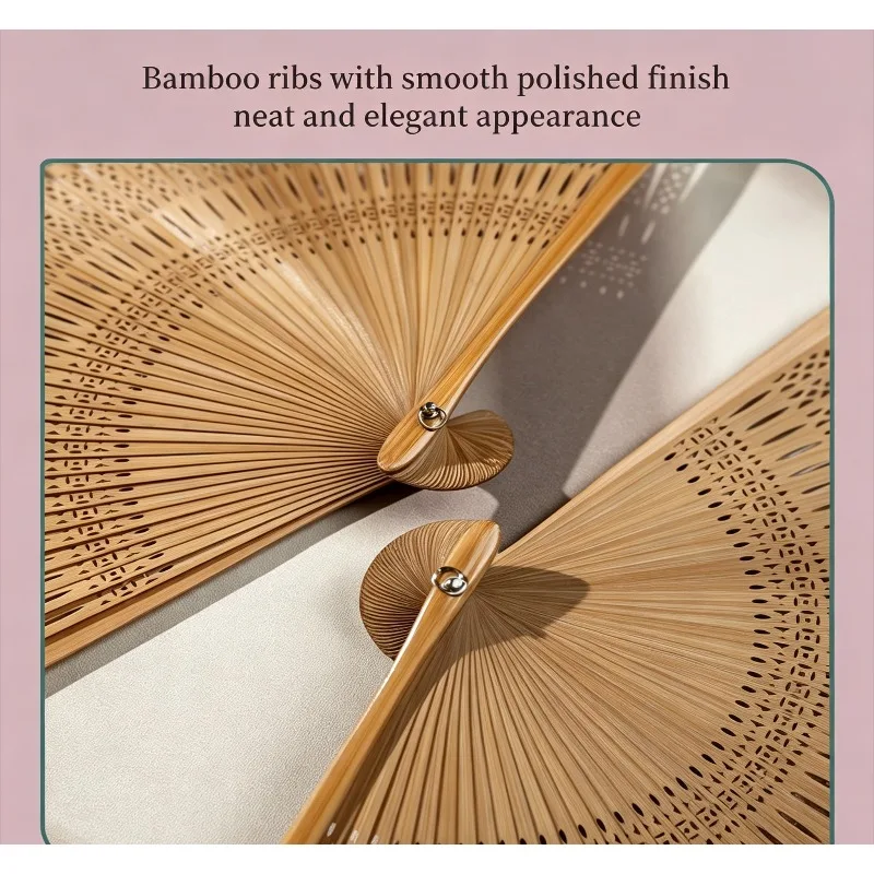 Chinese Style Hollow Carved Bamboo Folding Fan Mini Portable Hanfu Match Hand Fan Summer Daily Cooling Decorative Fan