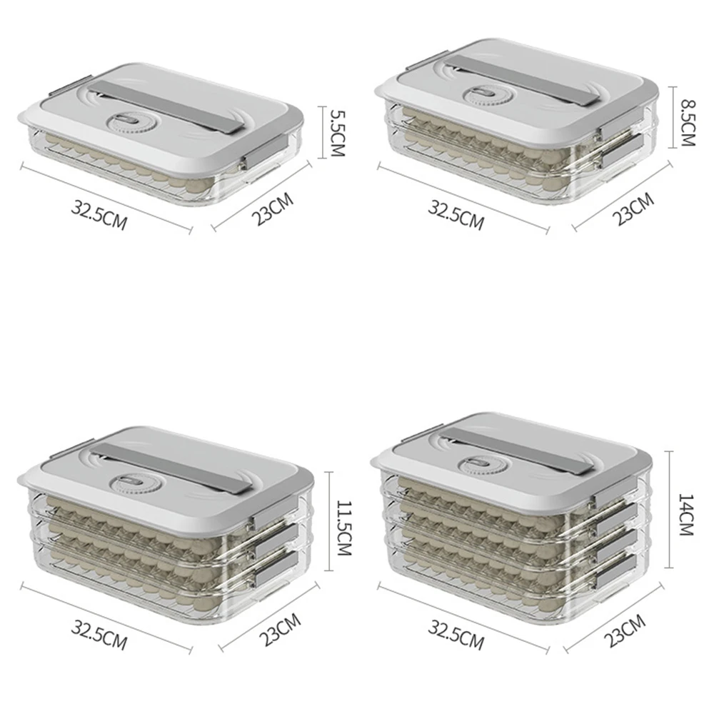 1/2/3/4-Layer Stackable Dumpling Boxes With Timer Multi-Purpose Fridges Food Organiser For Fruits Pasta