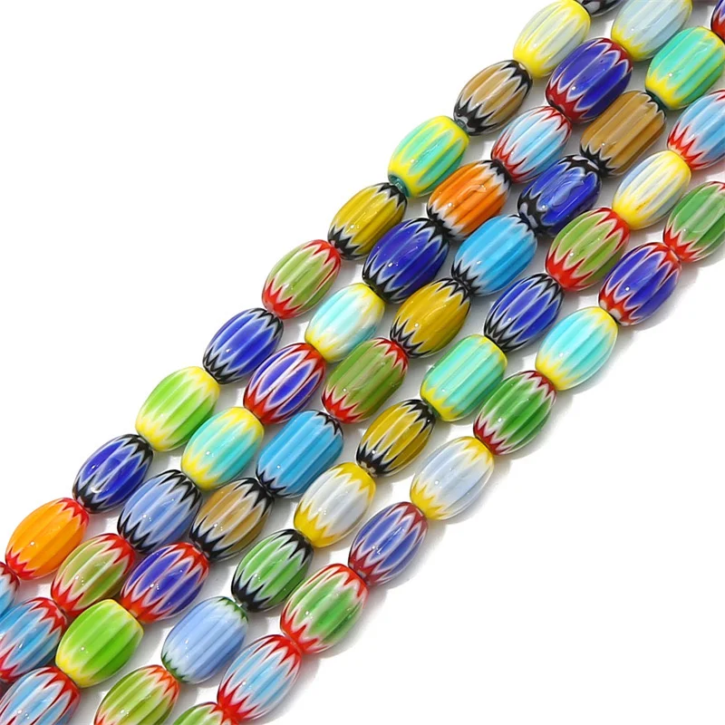 12x8mm Nepal Style Colorful Lampwork Beads Oval Shape Bead Diy Loose Beads for Jewelry Making Handmade Bracelet Accessorie1Strip