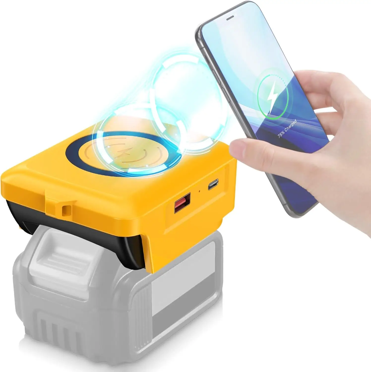 

Для Dewalt 20 В литий-ионный аккумулятор, беспроводное зарядное устройство для телефона, USB-адаптер с зарядным портом Type-C, портативный внешний аккумулятор для кемпинга, улицы