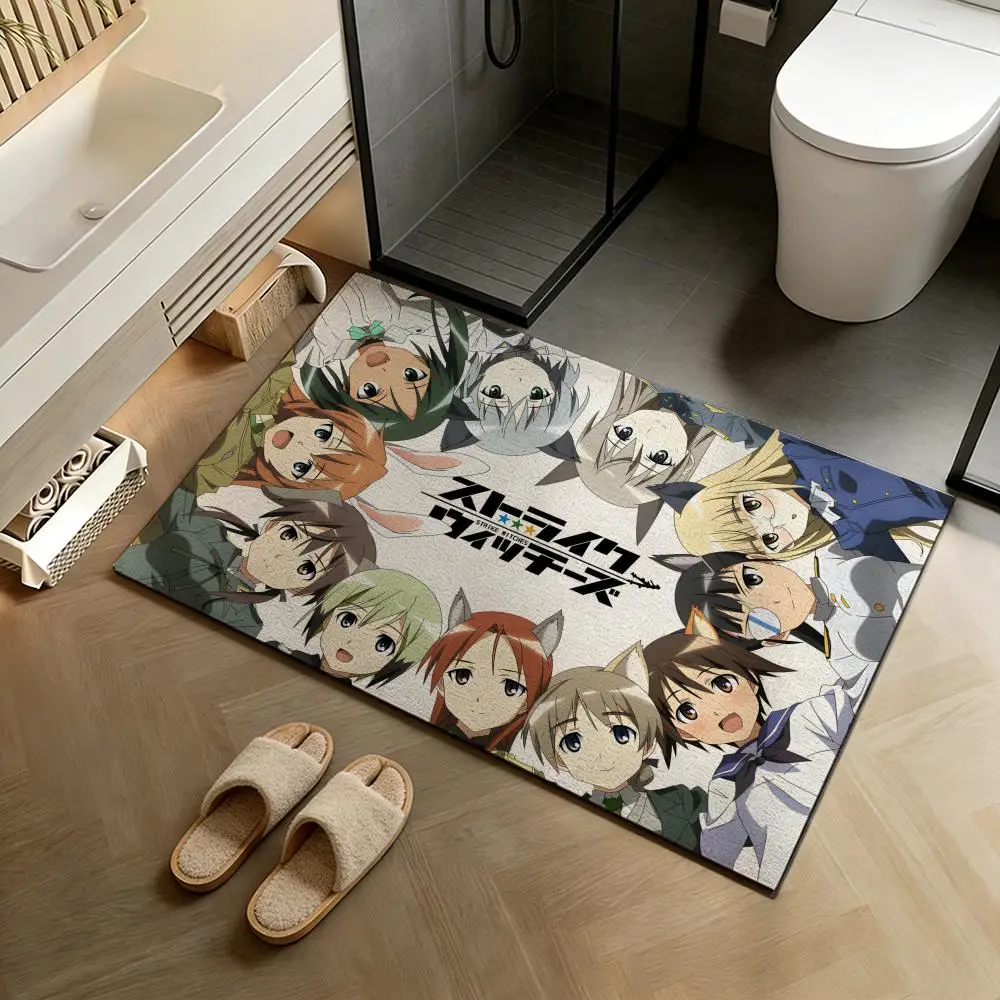 Floor Mat Diatomite Bath Mat, Quick-Drying Non-Slip Absorbent Mat, Washable Home Floor Ma S-Strike Witches