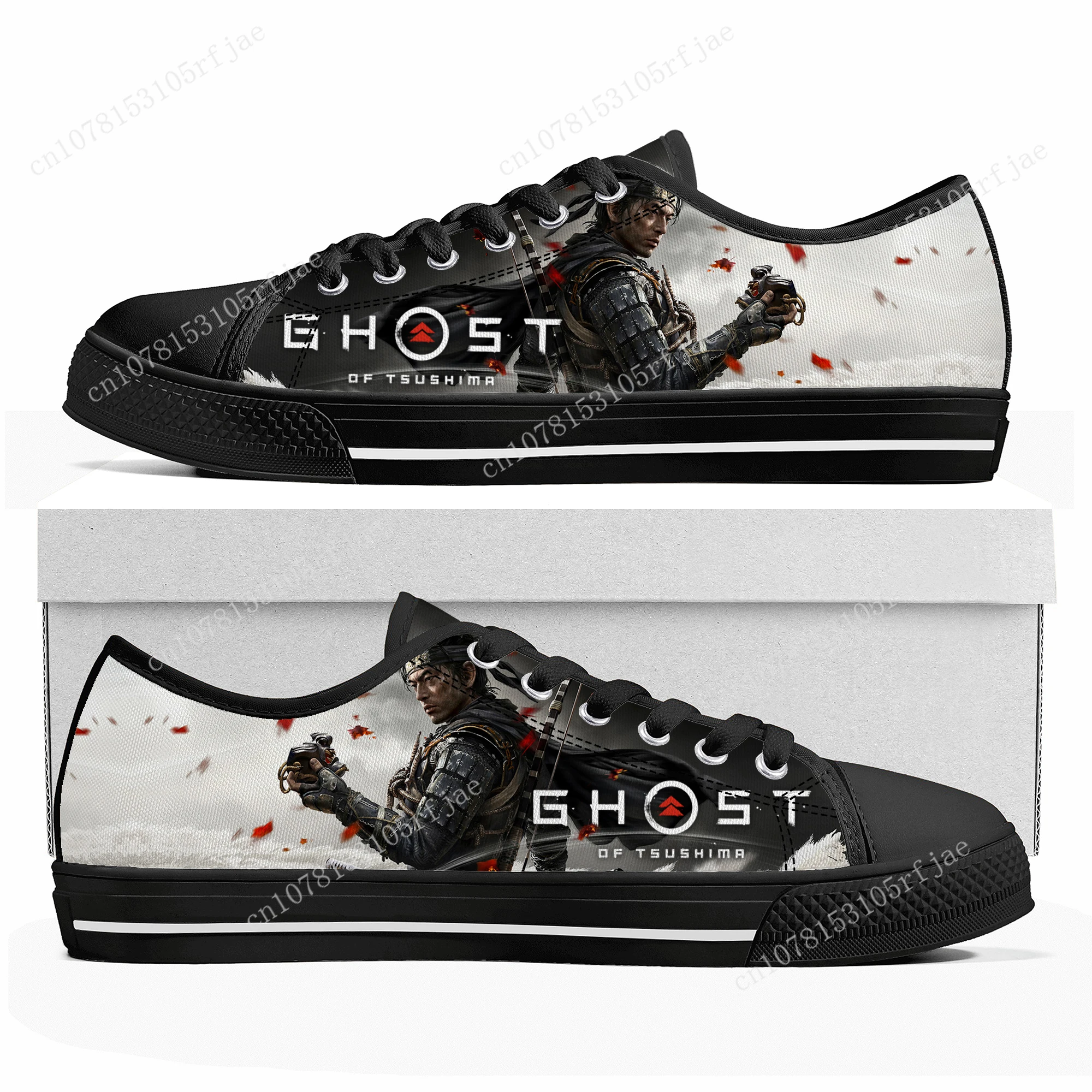 Ghost of Tsushima Custom Low Top Sneakers Cartoon Game Womens Mens Teenager High Quality Shoes Casual Tailor Made Canvas Sneaker