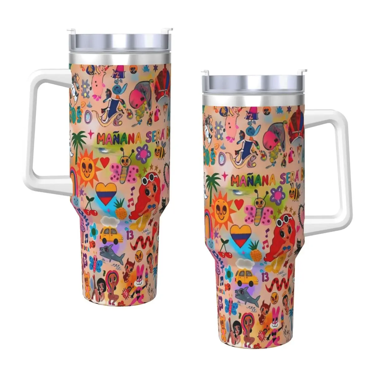 Stainless Steel Tumbler Manana Sera Bonito Karol G Thermal Mug Insulated Hot Drinks Mugs Cup Camping Custom DIY Water Bottle