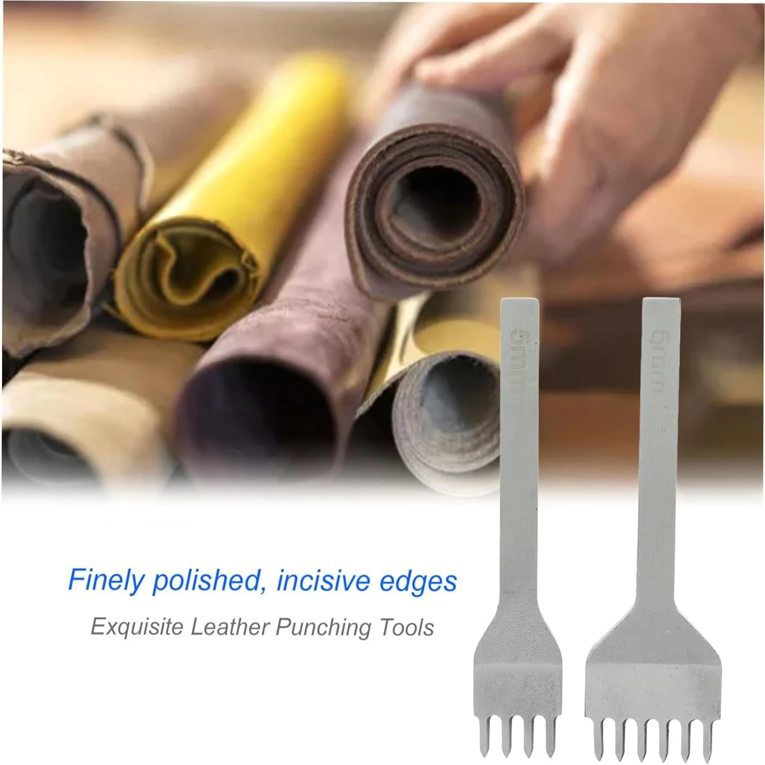 High Quality Premium Leather Punching Kit with Professional Grade White Steel Pricking Iron - Complete Leatherworking Tools Set 