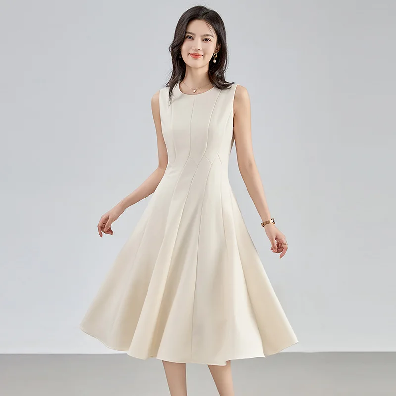 

2429303 -Shenzhen Nanyou French Elegant Sleeveless14Split Dress Design Long Skirt Waist Slimming