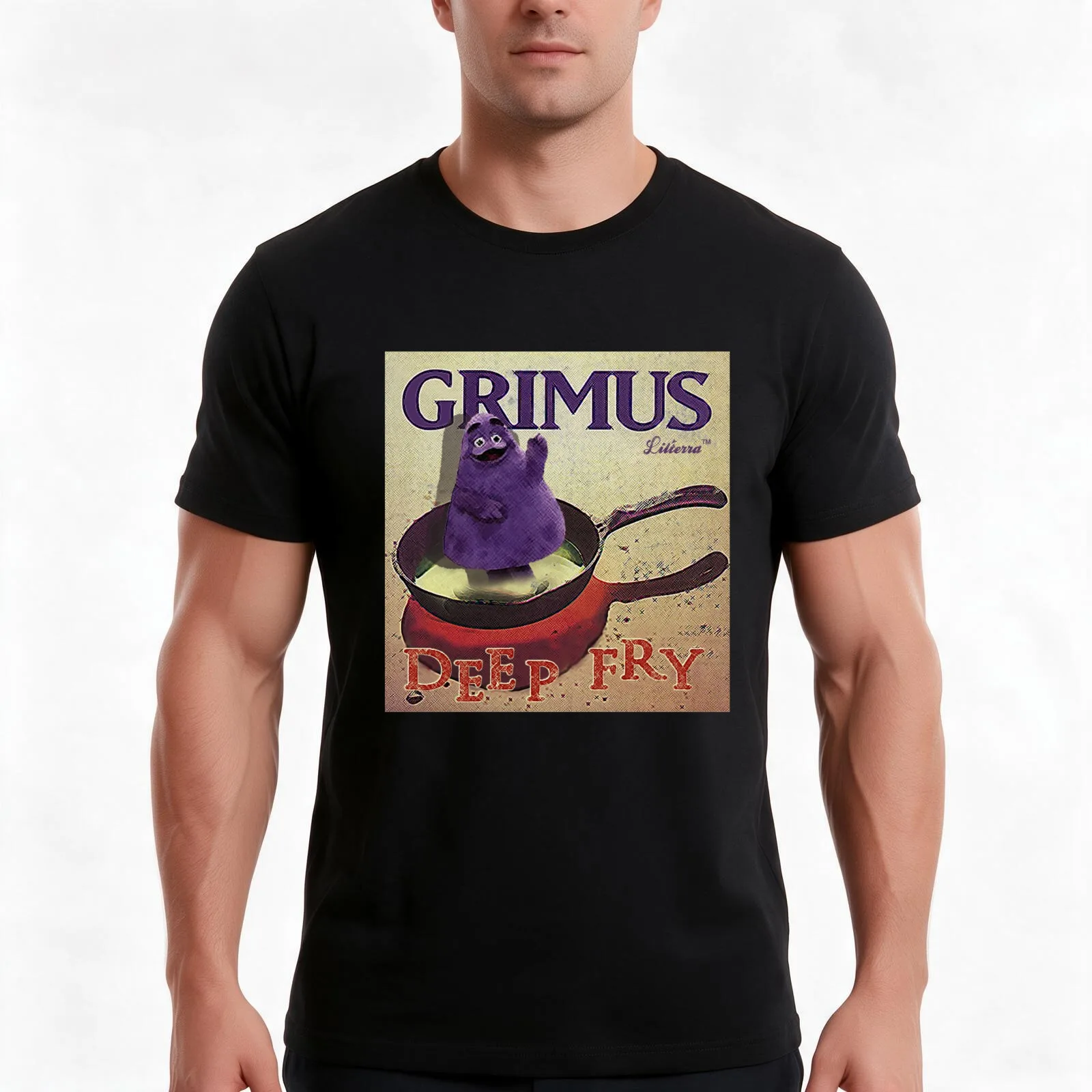 Grimus - Deep Fry by lilterra.com T-Shirt, Summer Casual Cotton Tee, Oversized Streetwear Tops, Vintage Graphic Print