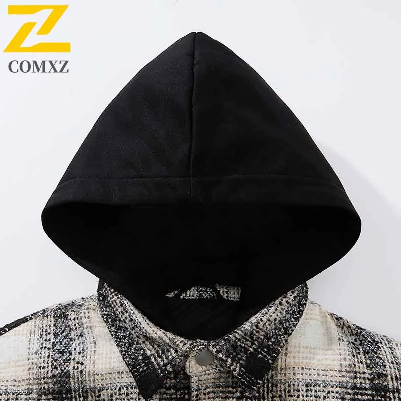 COMXZ الرجال أسفل سترة مقنعين في الهواء الطلق تسلق الجبال التخييم سترة دافئة وهمية قطعتين تصميم السفر يندبروف الشتاء أسفل معطف