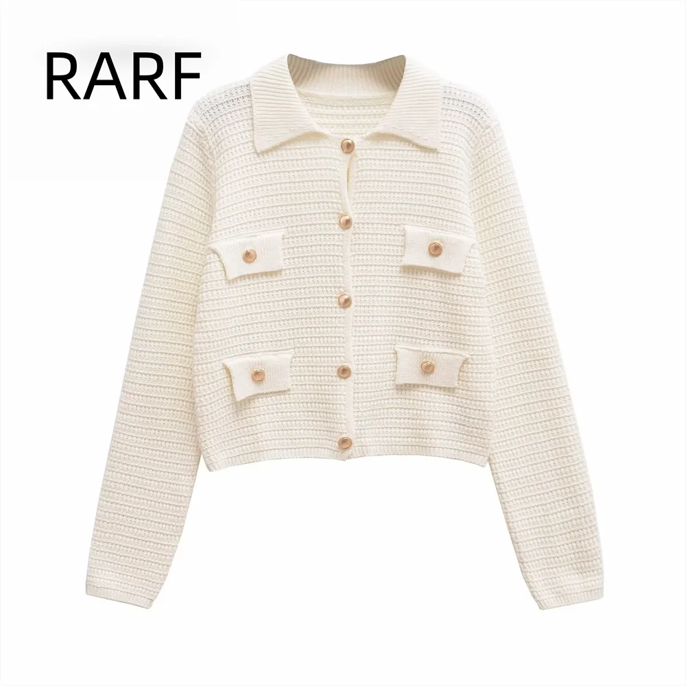 

2024 Autumn/Winter New Women's Wear Simple and Versatile Flip Collar Long Sleeve Casual Knitted Coat