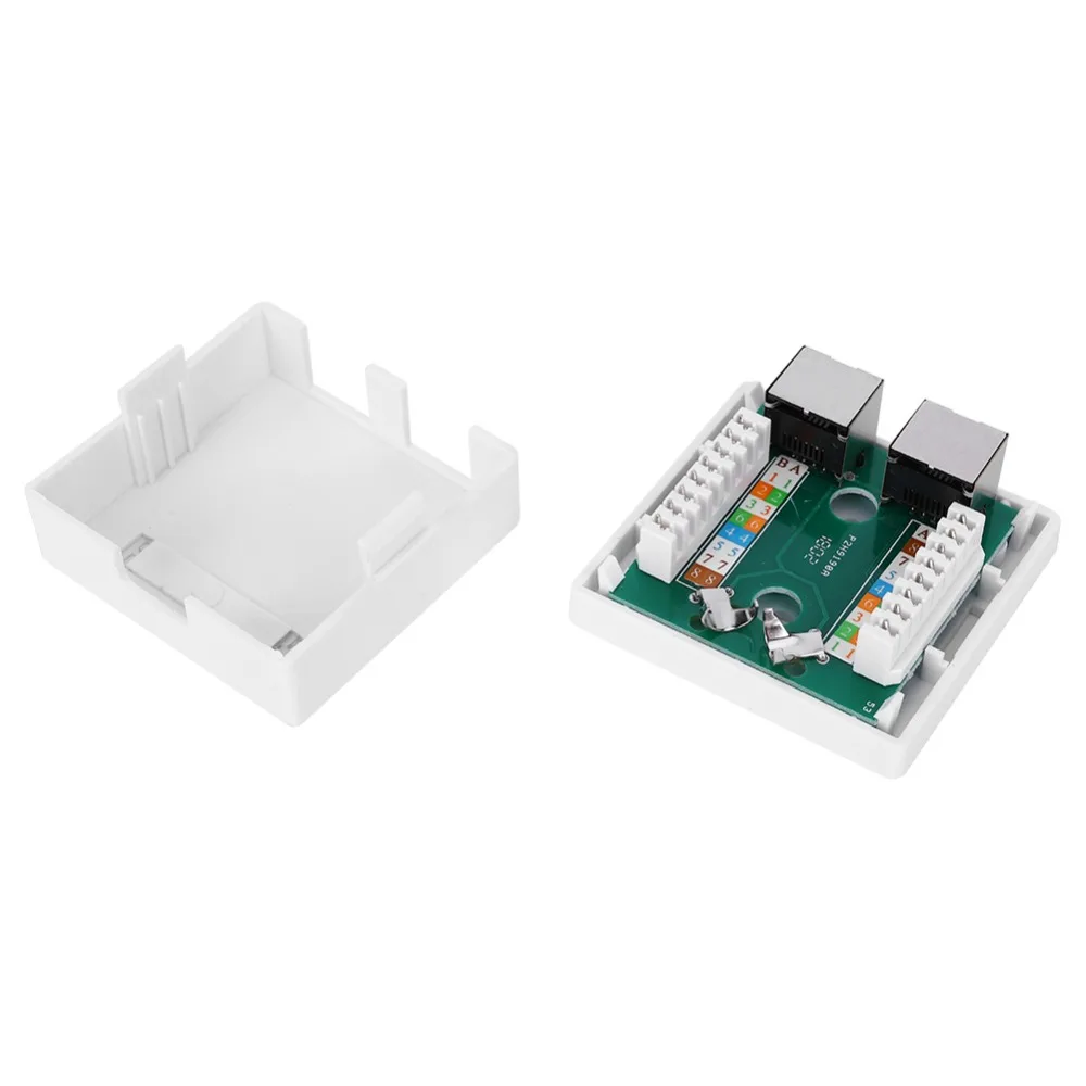 

Cat 5e Shield Surface Mount Box 2 Port with Screws and Double-Side Tape RJ45-8P8C Mount Box RJ45-8P8C ABS Wall Connector Adapter