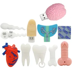 Cartoon Heart Tooth USB Flash Drive, Memory Stick, USB 2.0 Pendrive, Disco de memória Presente, 128 GB, 32GB, 64GB, 256GB