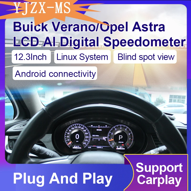 

Цифровая приборная панель KD для Buick Verano/Opel Astra 2015-2022, 12,3-дюймовый ЖК-дисплей с CarPlay, Android Auto и GPS