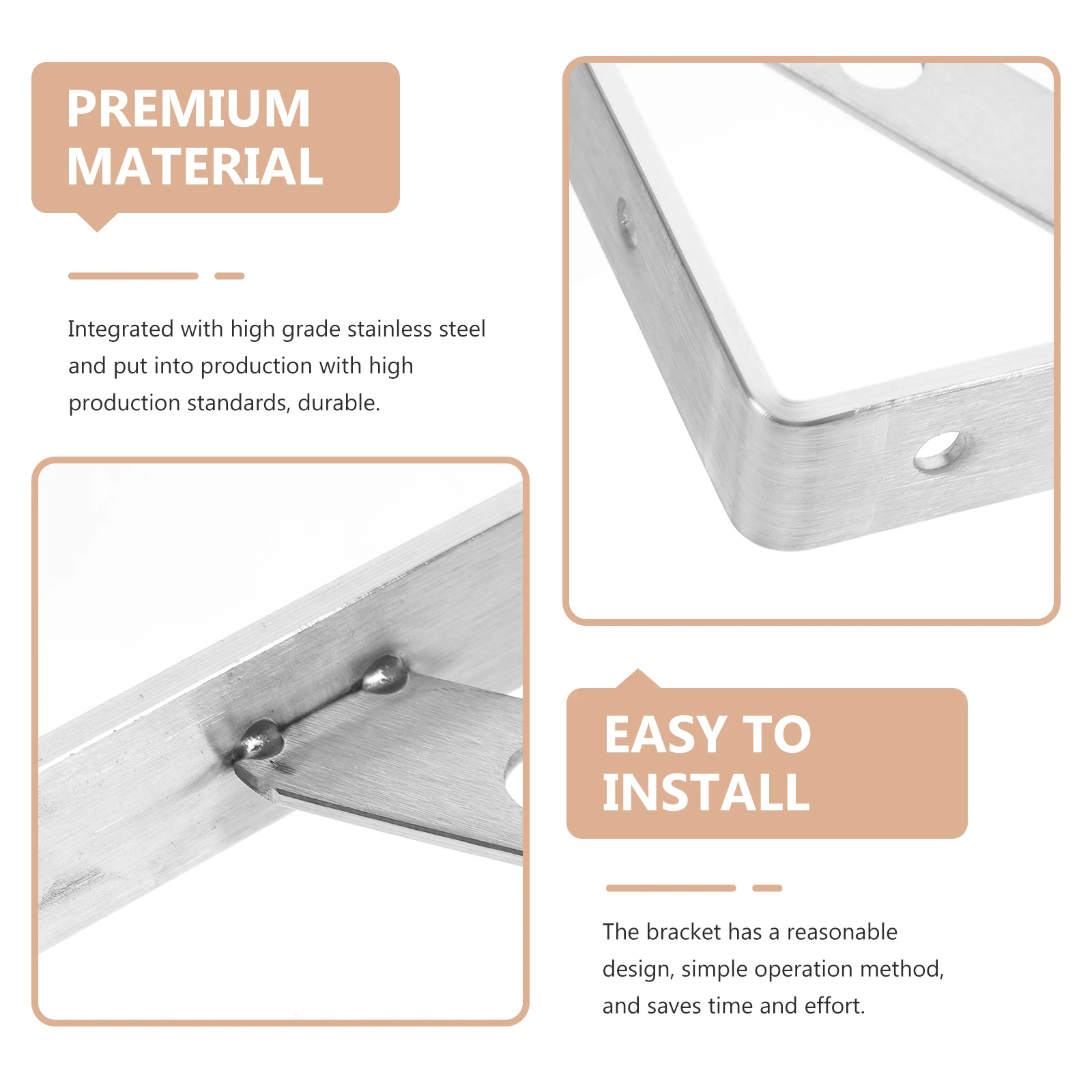 

2pcs Triangular Wall Brackets Heavy Duty Stainless Steel Thickened Casting Durable Floating Shelves Garage Shelving Metal