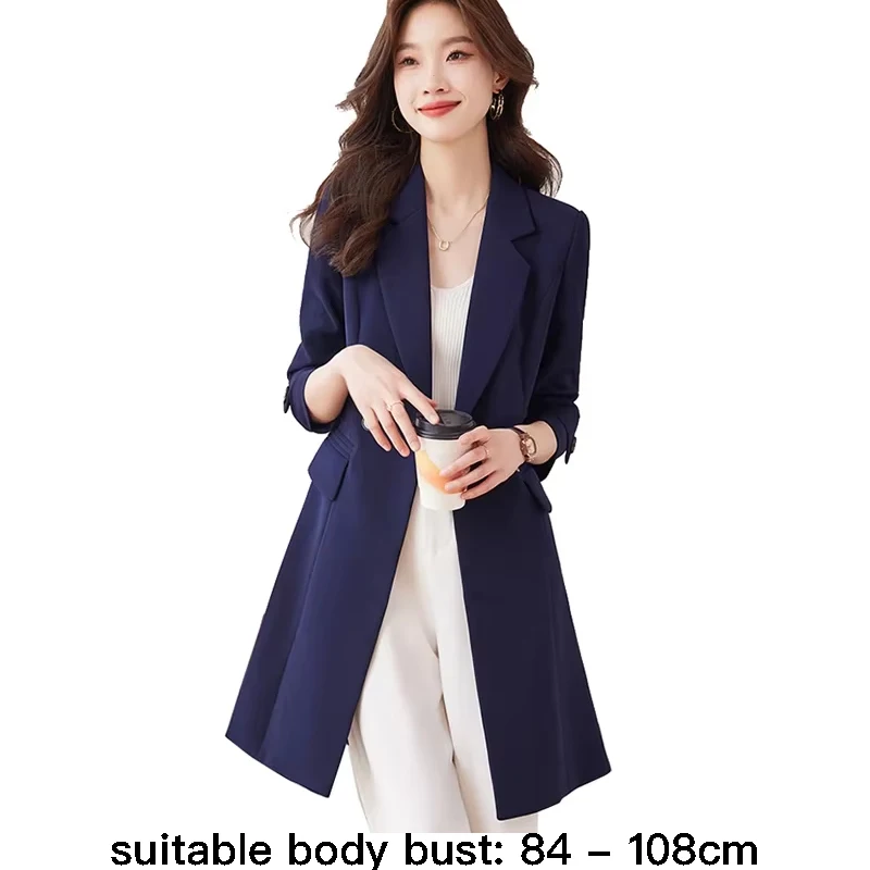 

High quality long long blazer for women jacket double breasted autumn winter 2025 elegant fashion clothes - blue brown red