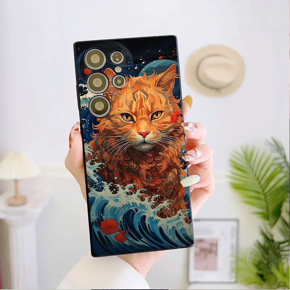 The Great Wave of Kanagawa Cat Phone Case for OPPO Realme C53 C55 C33 C31 C30 C25 C20Y 7 8 9I 10ProPlus 5G Soft Cover Art Fundas