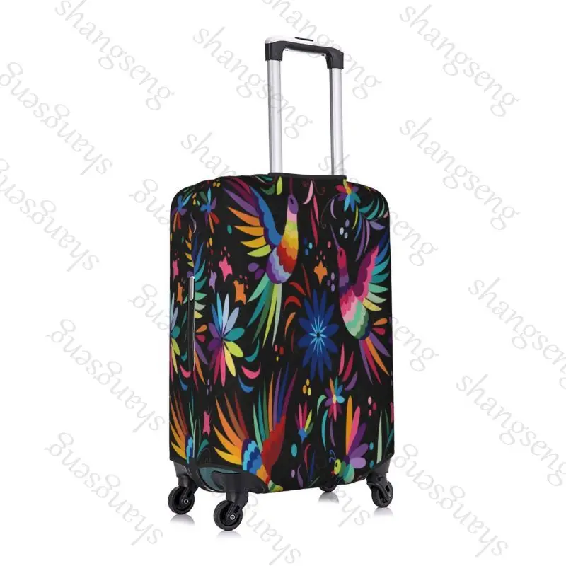 Mexican Otomi Art Birds Flowers Travel suitcase protective case, suitcase cover elastic protection, washable Luggage cover