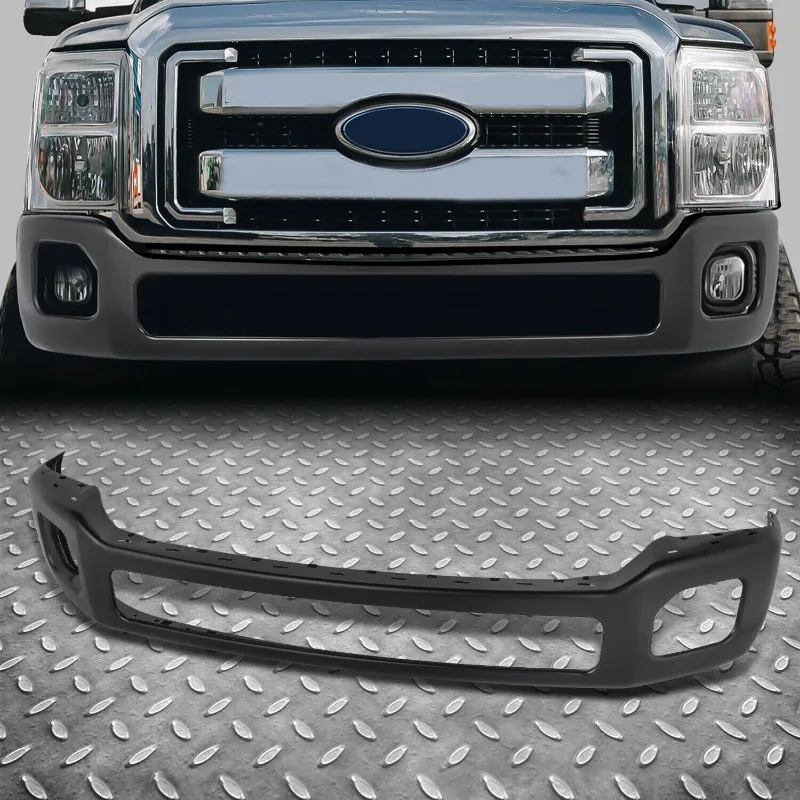 

US For 11-16 F250 F350 SD Black Steel Front Bumper Face Bar w/ Fog Light Holes