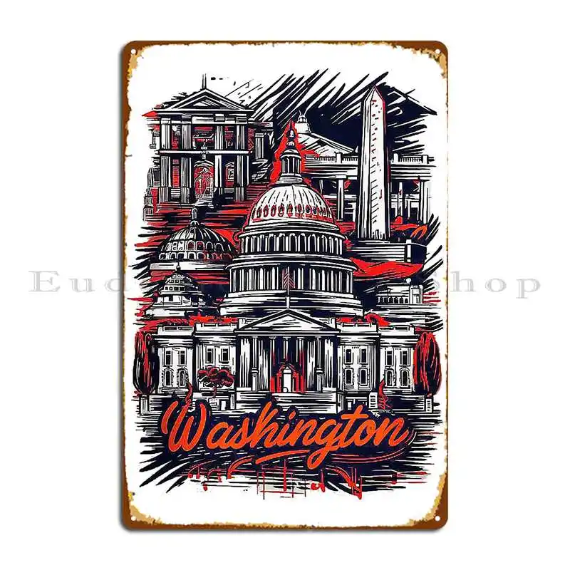 Washington The Evergreen State Metal Sign Decoration Club Bar Vintage Plaques Designs Tin Sign Poster