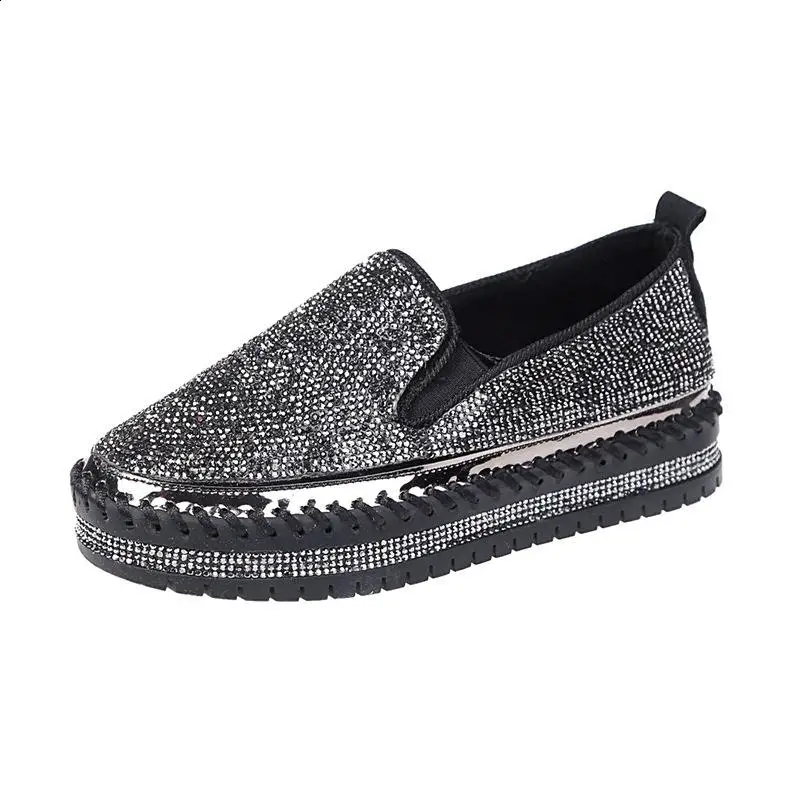 Shoes Woman 2024 Female Footwear Slip-on Crystal Casual Sneaker Round Toe Clogs Platform Modis New Dress Slip On Rhinestone Summ