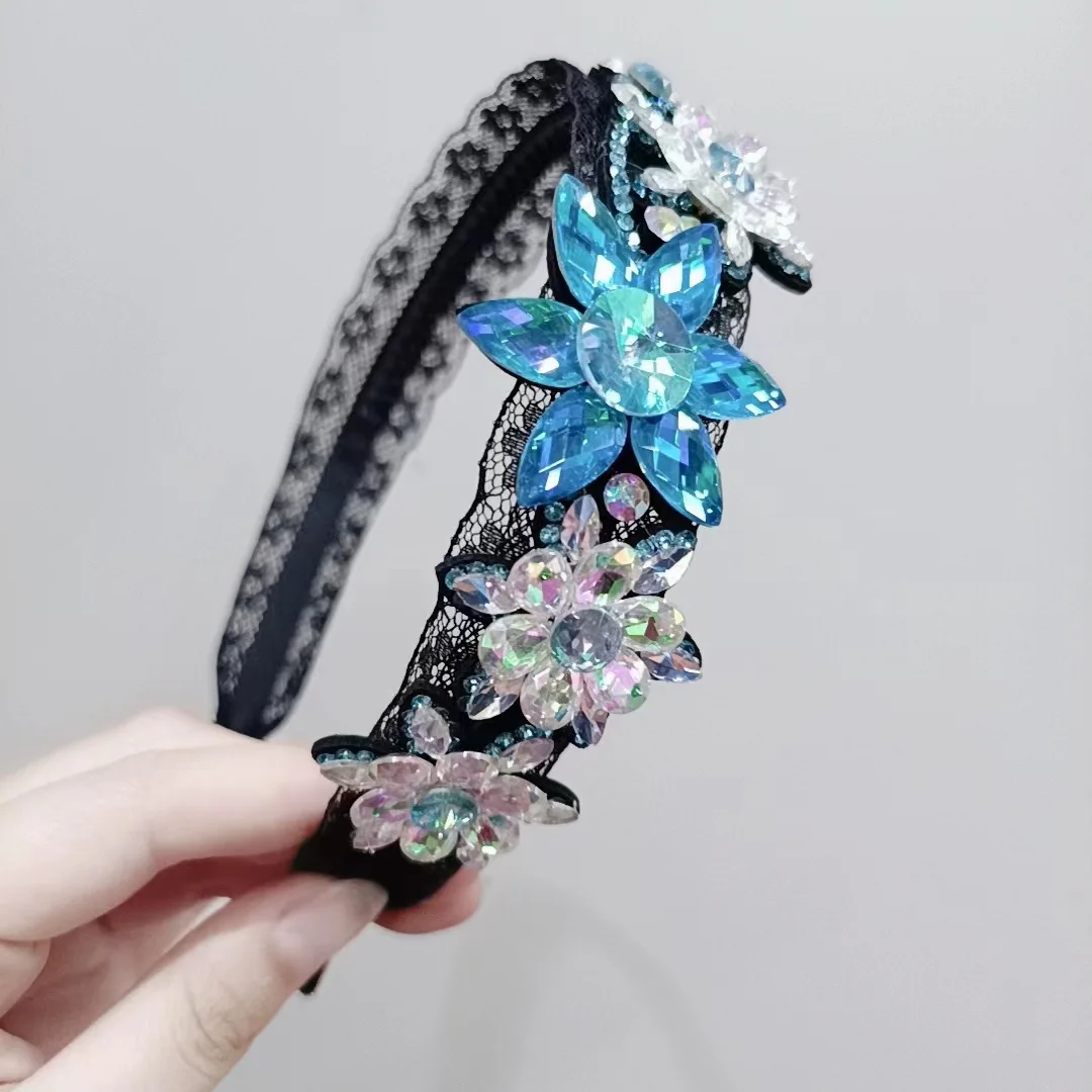 Hair hoop hairpin fashion wide-brimmed adult crystal flower sweet lady joker toothed antiskid head band