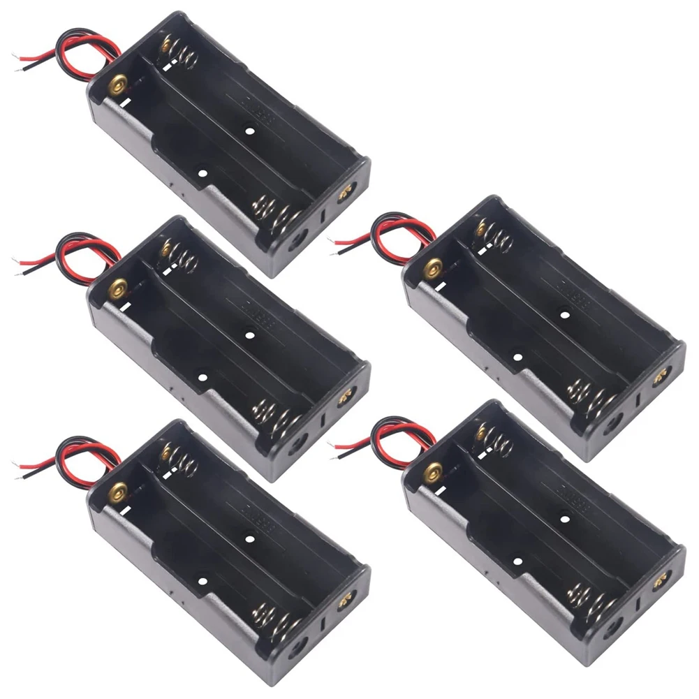 5 Pcs 3.7V 18650 Battery Holder Housing Plastic Battery Storage Box with Wire Leads ,18650 Battery Housing Spiral Spring