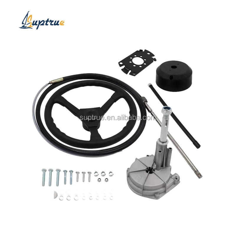 

STLF Marine Mechanical Steering System Steering Wheel, Yacht Rudder Mechanism Flexible Shaft Steering Cable Manual Control