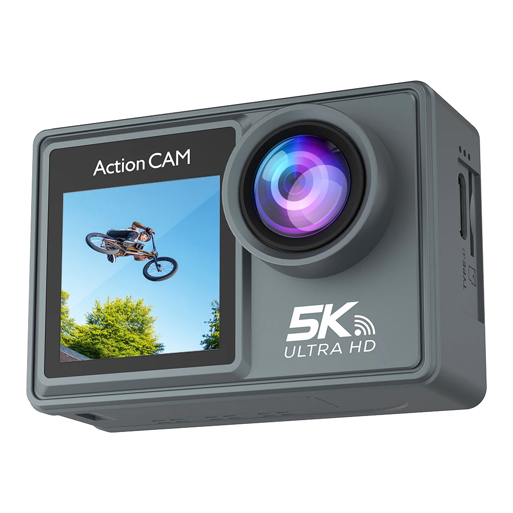 5K 30FPS Action Camera 4K 60FPS Dual Screen 170° Wide Angle 30m Waterproof Sport Camera with Remote Control Bicycle Diving Cam