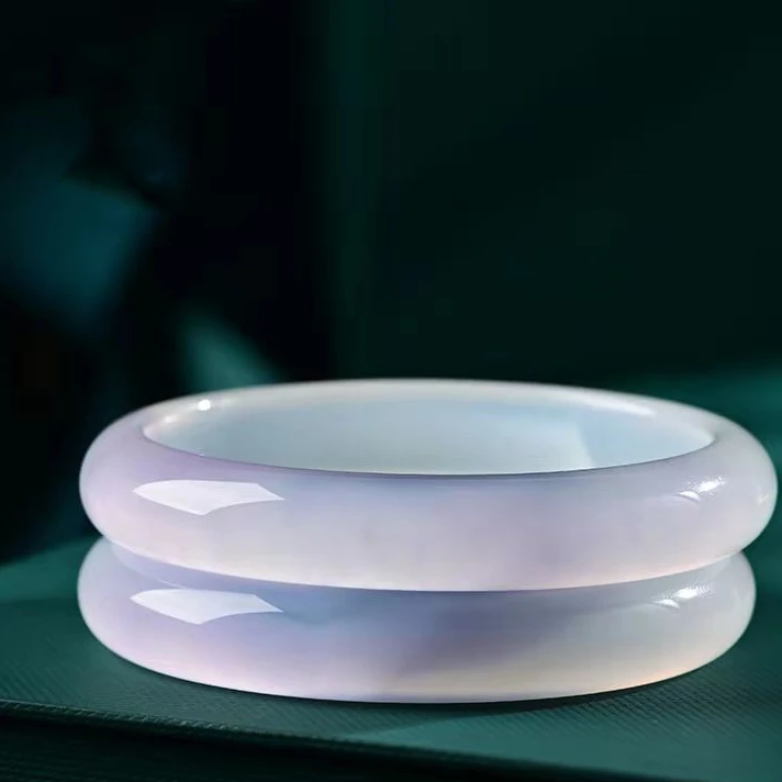 Ice White Light Violet Jade Chalcedony Bracelet Natural Slim Girls' Agate Jade Bangle Exquisite Jewelry Dress Qipao Accessories