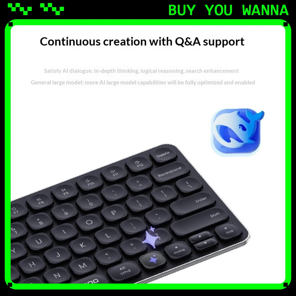 Rapoo E9000G AI Wireless Keyboard 3.9mm² Reduce Power Consumption 500mAh Dual Mode Connection Office Keyboard For Pc Accessories