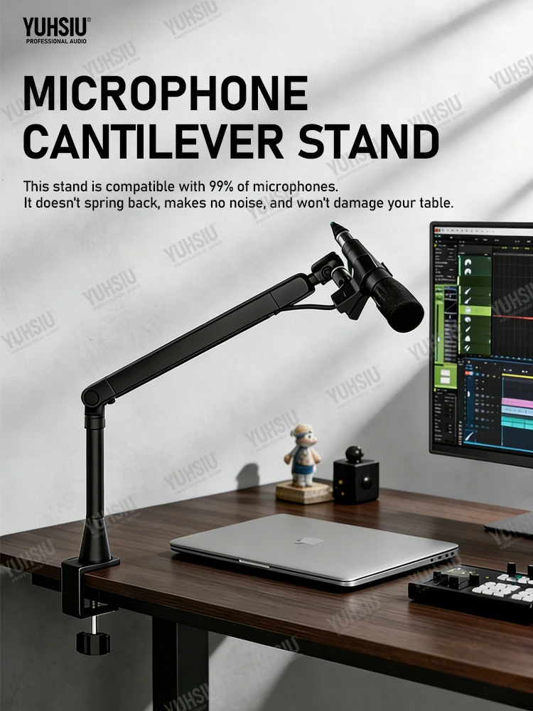 Professional adjustable low microphone stand with extension rod and cable management function studio microphone stand suitable