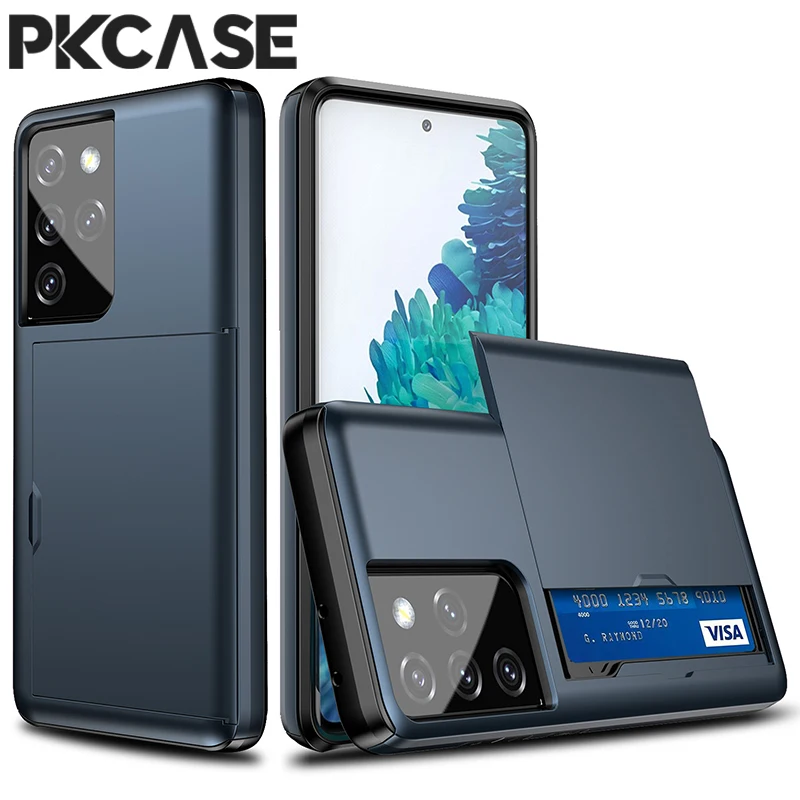 Casing Dompet Kartu Geser PKCASE Untuk Samsung S25 Edge S24 S23 FE Note 20 Ultra A55 A56 A36 A16 A17