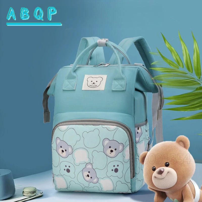 ABQP New Diaper Bag Backpack Large Capacity Multifunctional Baby Diaper Bag Backpack Cartoon Baby Products Storage Backpack