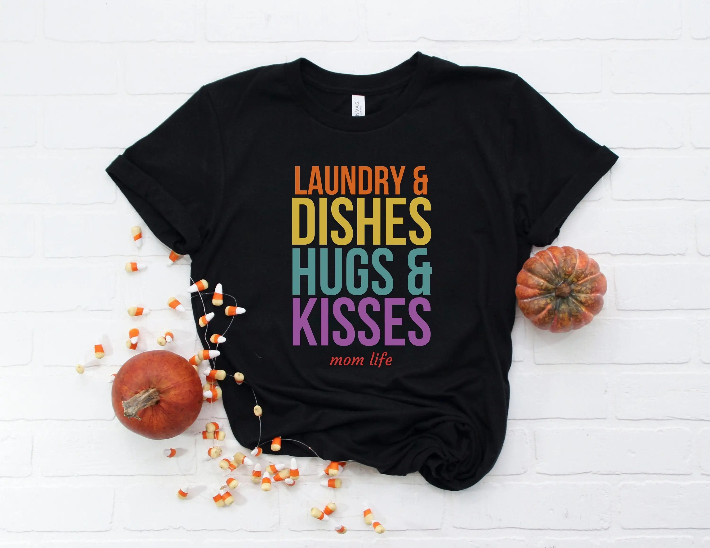 Laundry And Dishes Hugs Kisses Mothers Day Mom Life T Shirt Christmas For Funny Toddler