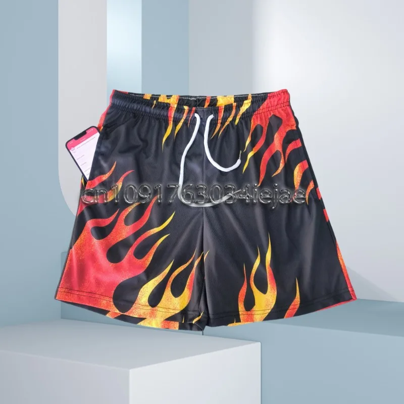 

MOTO- Men's Casual Beach Shorts Summer Flame Sports Surffing Bottoms Swim Running Gym Short Pants Quick Drying Breathable