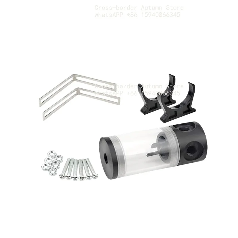 Heat dissipation computer water cooling 50mm diameter cylindrical water tank long tube 4 holes side interface length can be