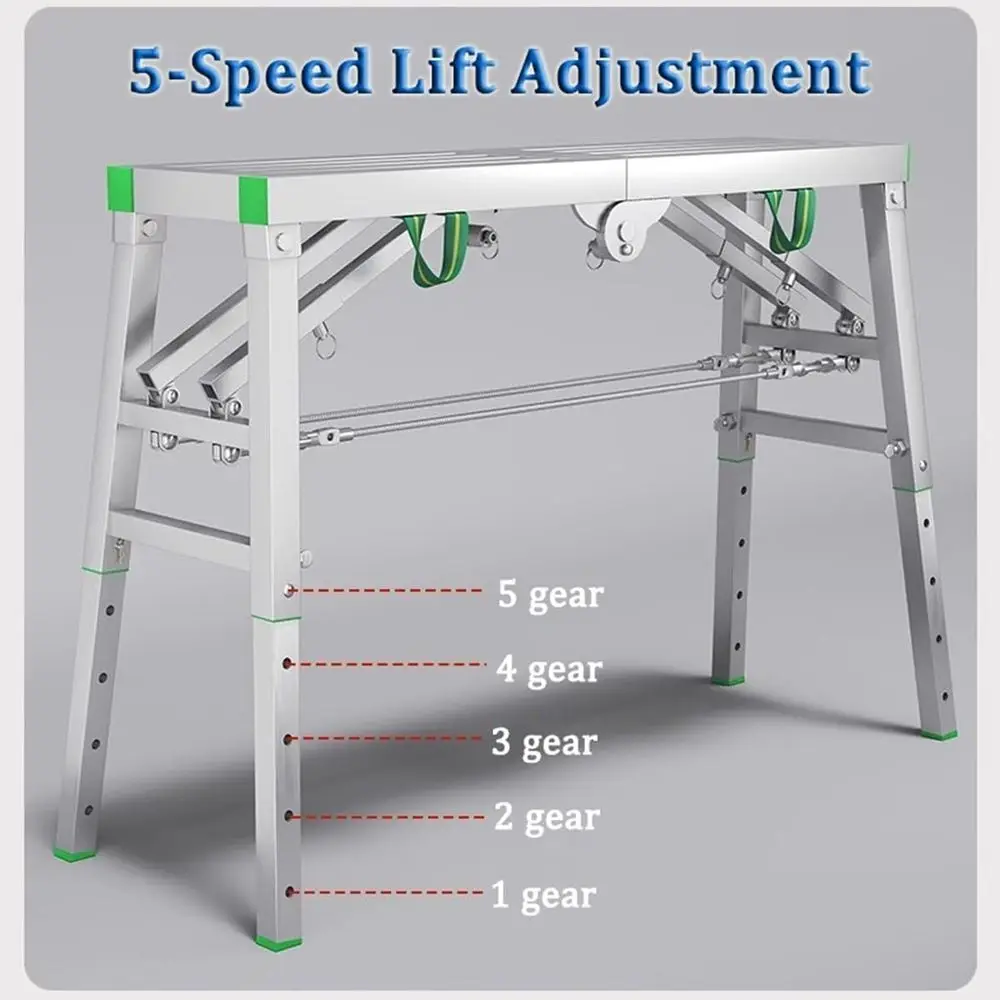 Adjustable 5-Level Multipurpose Scolding Ladder, Work Platform, Stool, and Decorative Bench for Cleaning and Construction