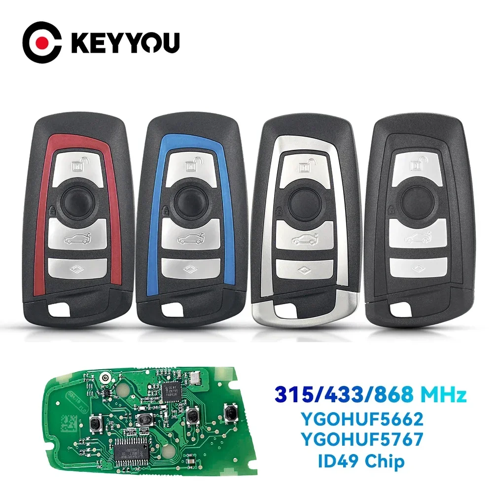 KEYYOU 315Mhz/433Mhz/868Mhz Car Smart Keyless Entry Remote Key For BMW F 1 2 3 4 5 6 7 CAS4+ FEM System ID49 Chip Auto Key