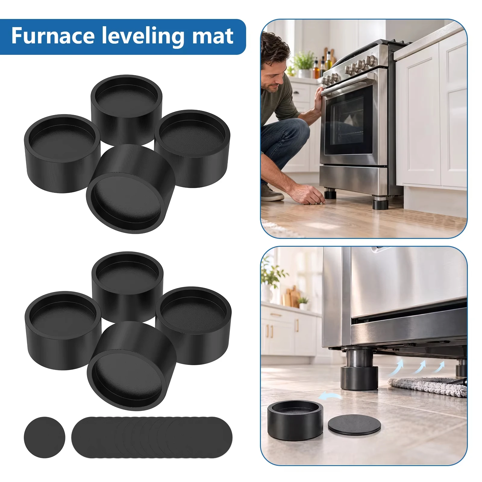 Range Leveling Feet Risers 2/4 Pack Stove Riser & Oven Leg Extensions For Two Front Legs Non-Slip Heavy Duty Foot Extenders
