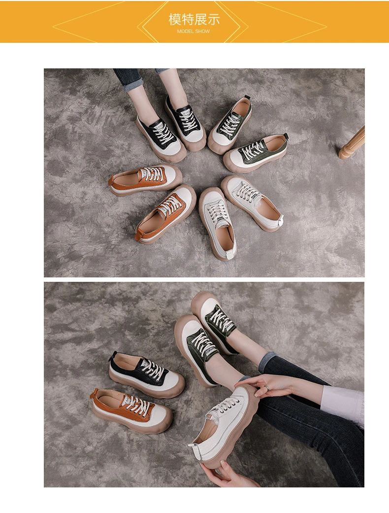 Neue bequeme Schuhe aus echtem Rindsleder, Damen-Freizeitsneaker, farblich abgesetzte Schnürschuhe, Damen-Mokassins, Outdoor-Wanderschuhe, Größe 42 – Detail 4