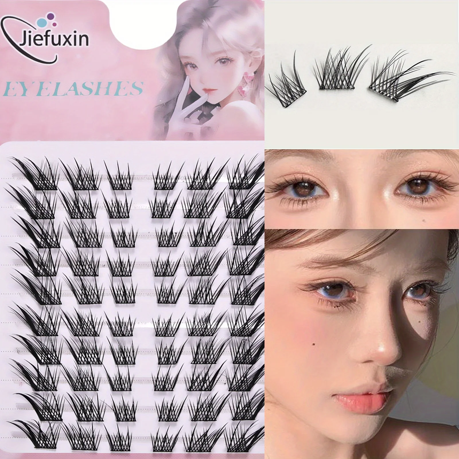 Soft Individual Reusable Cluster Lashes 10 Rows DIY False Eyelashes Festival Social Media Portrait Daily Eye Glam Look