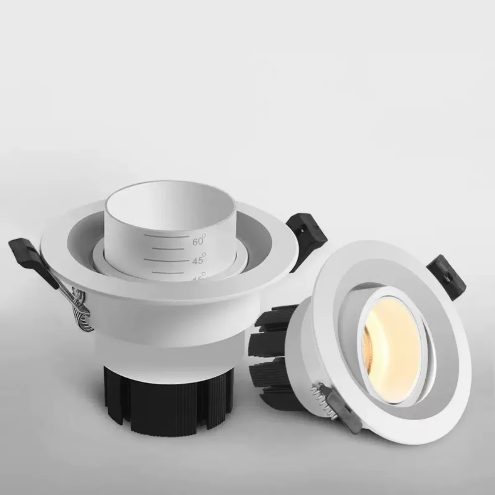 

Dimmable Embedded Zoom Recessed downlights 15-60 Degrees COB 7W 12W 15W 20W Spot Light Background Wall LED Indoor Lighting