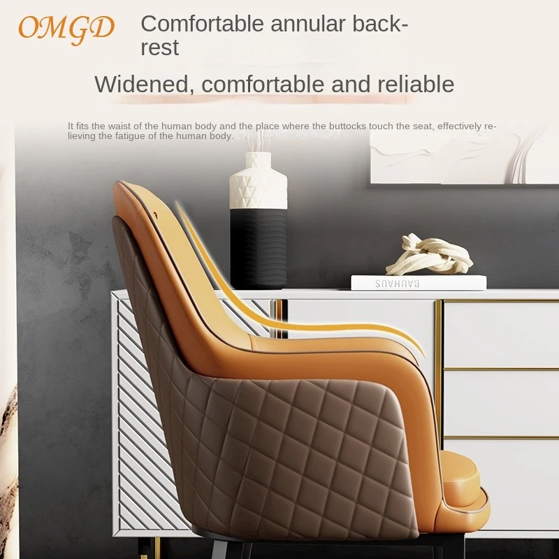 OMGD Italian Light Luxury Dining Chair Modern Simple Household Reclining Chair Sub Senior Hotel Reception Negotiation Chair