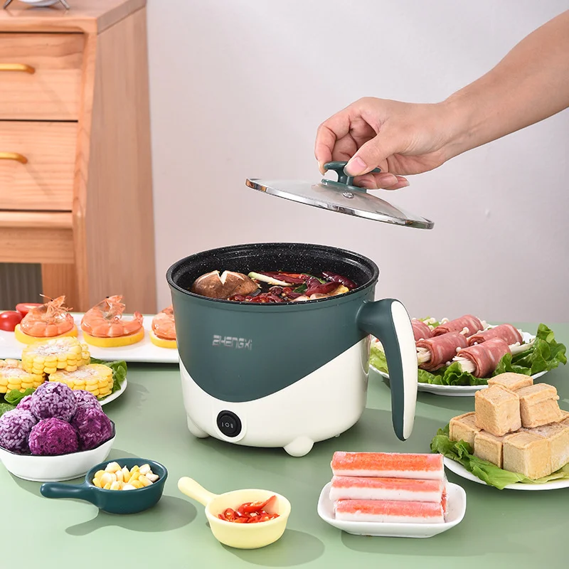 Electric Skillet Multifunctional Electric Hot Pot Cooking and Frying Non-stick Personal Food Soup Rice Noodle Egg 220V ZD07